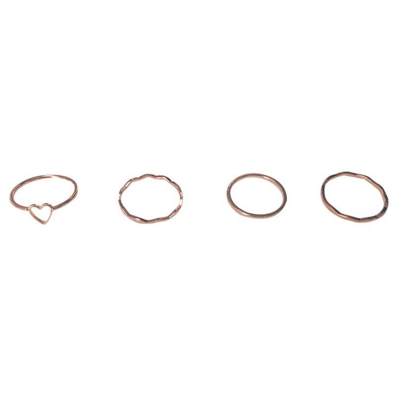 4 Pcs/set Jari Telunjuk Cincin Rose Gold Cincin Set Untuk Wanita Aksesoris Perhiasan Hadiah Natal