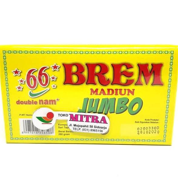 

Produk Unggulan] Double Nam Brem Madiun Jumbo 260Gr | Suling Manis Murah Enak