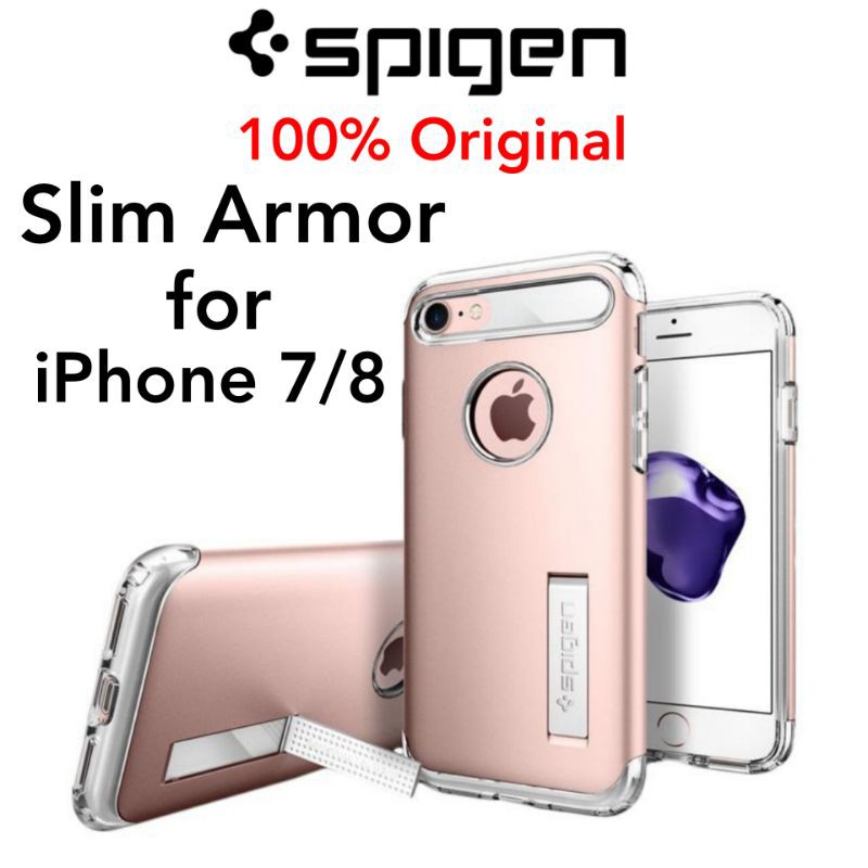 iPhone 8 7 Original Spigen Slim Armor Standing Cover Casing Kesing Berdiri Case