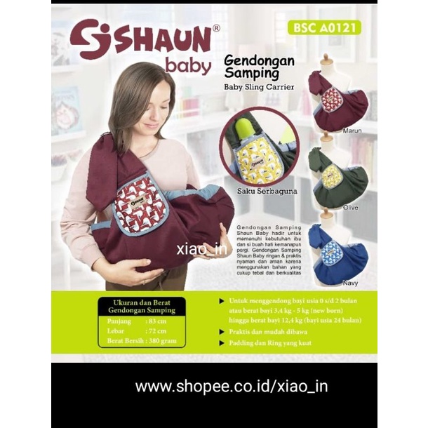 SHAUN Baby Gendongan bayi samping baby sling carrier BSCA0121