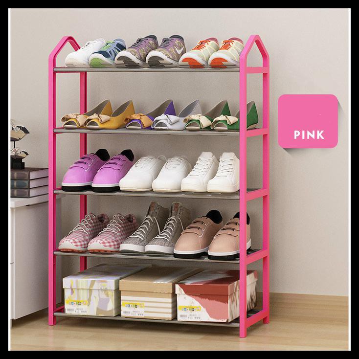 Rak Sepatu 5 Susun Triangle Rak Sepatu Susun 5 Segitiga Shoe Rack Tri Merah Muda Shopee Indonesia