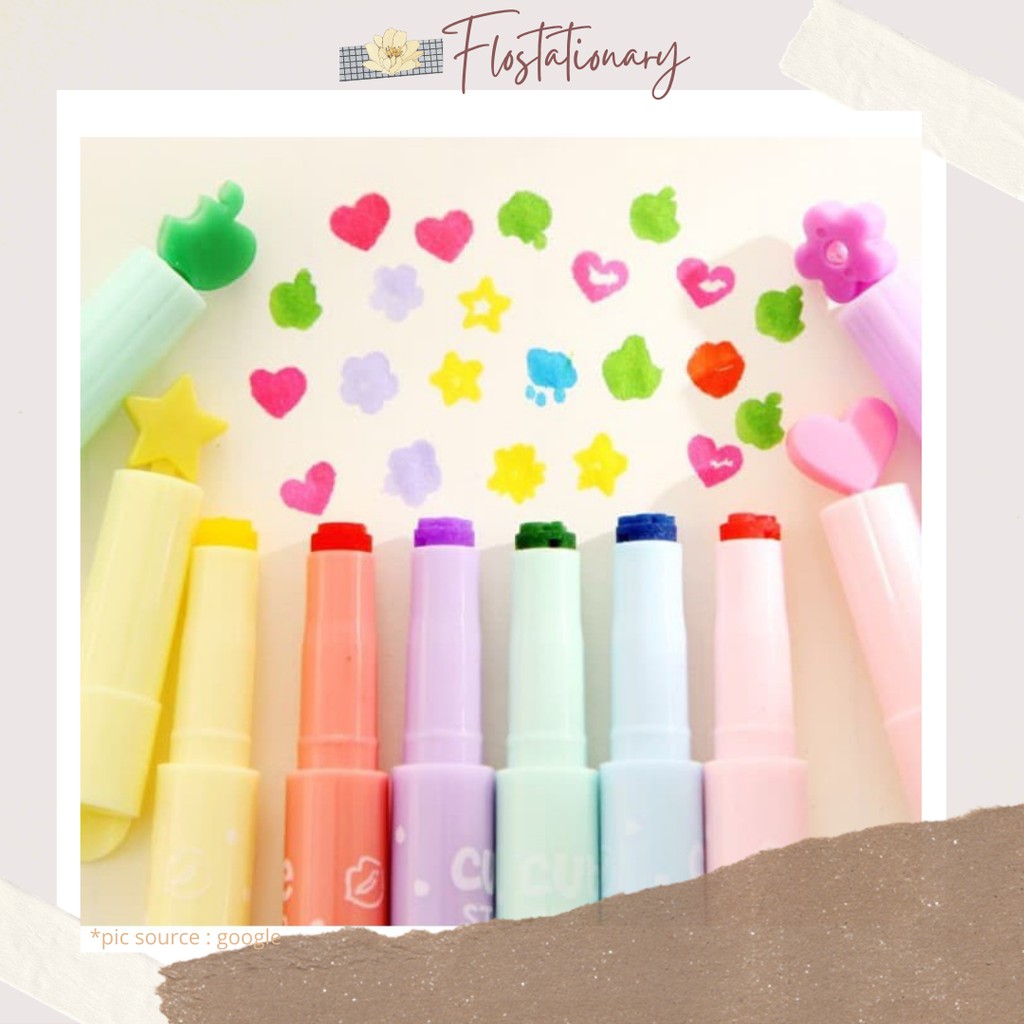 

[FS] Highlighter Stempel Cap Cute Stamp Marker Warna Permen Untuk Crafting DIY Deco