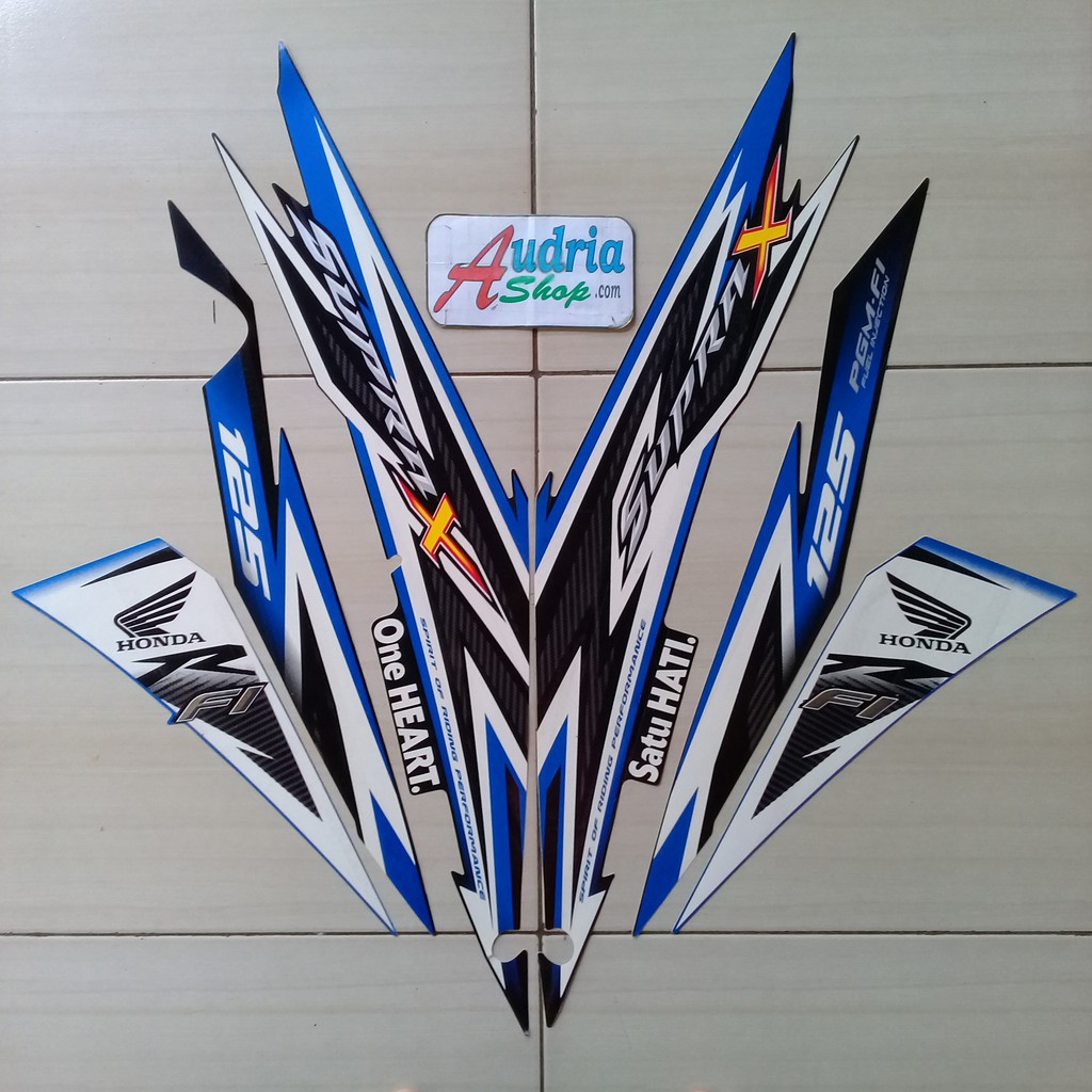 Sticker Striping Motor Honda Supra X 125 FI 2014 Hitam-Biru