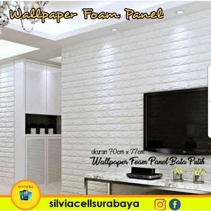 WALLPAPER 3D BATA BRICK FOAM PUTIH
