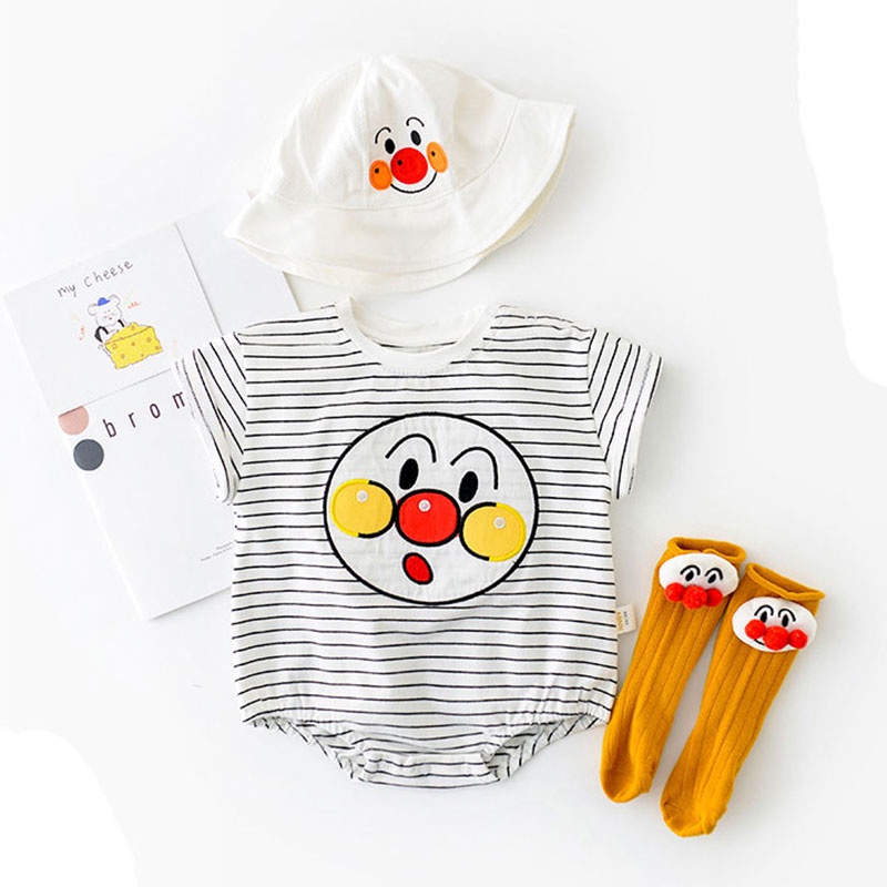 PreOrder Umorden Infant Baby Boys Girls Big Clown Face Costume Short Romper Summer Bodysuit Embroide