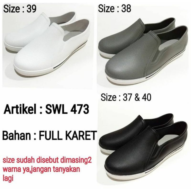 SEPATU SLIP ON ATT KARET SWL 473 UNISEX CEWEK COWOK MURAH ANTI AIR RINGAN DIPAKAI