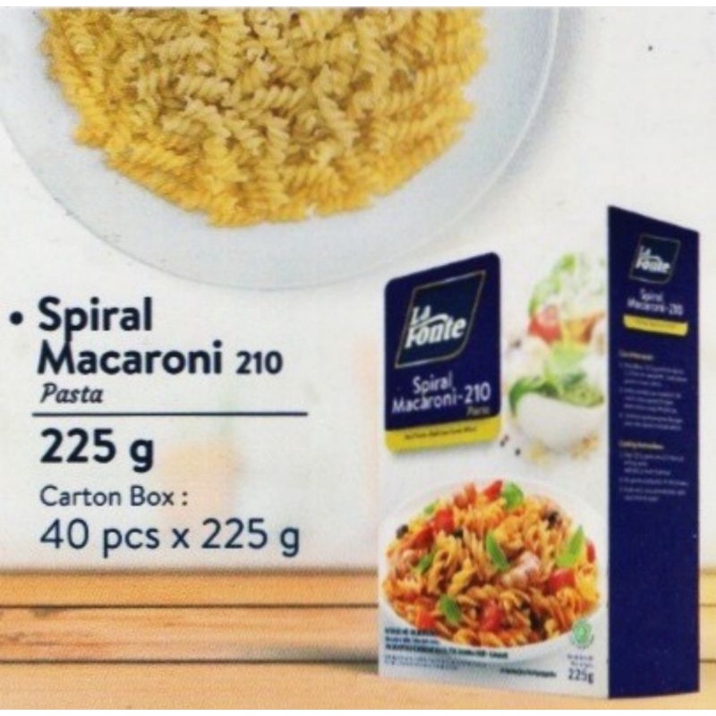 lafonte spiral macaroni 225gr / la fonte