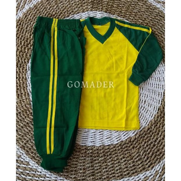 SETELAN BAJU OLAHRAGA ANAK PAUD/TK HIJAU KUNING TERLARISS...,,,,,