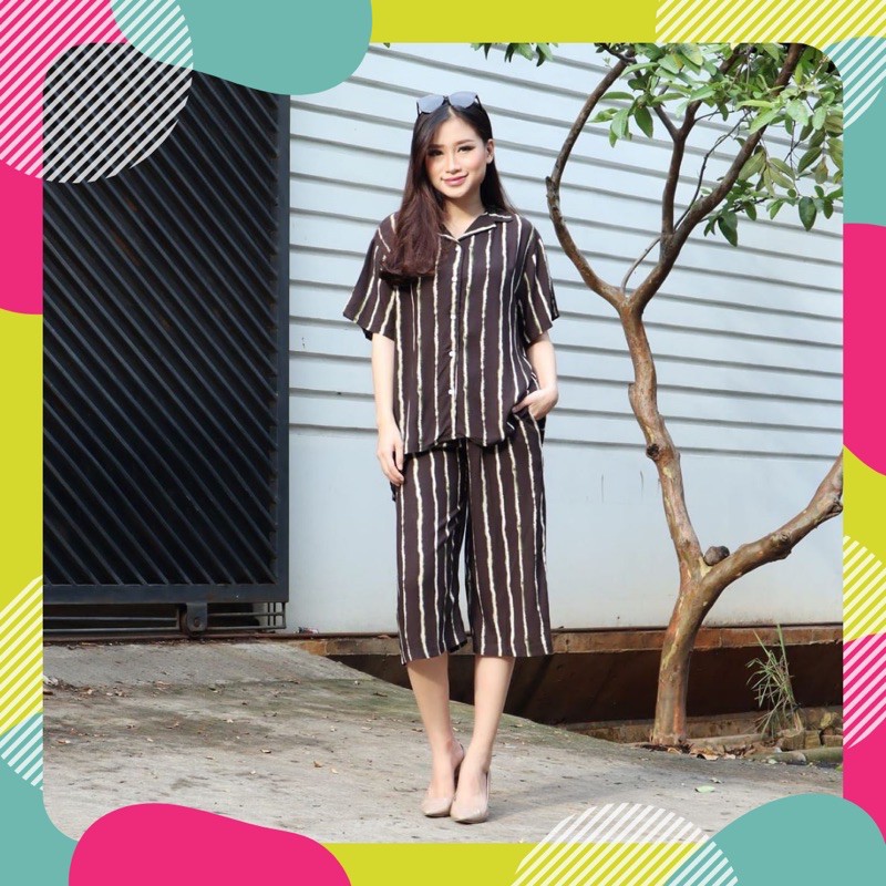 Babydoll Amro Rayon Premium 7/8 kulot / Baju tidur dewasa / Setelan piyama dewasa celana midi