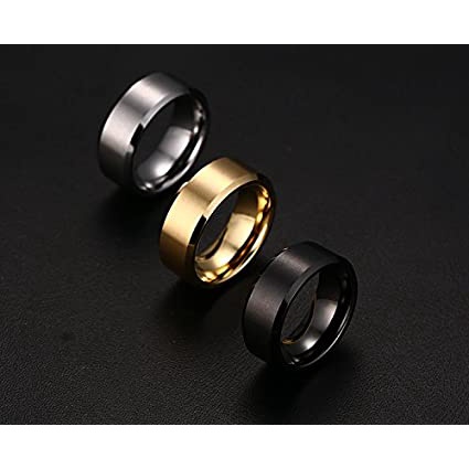 [COD] Cincin Titanium Polos Hitam Silver Emas Lebar 6mm Anti Karat Fashion Wanita/Pria