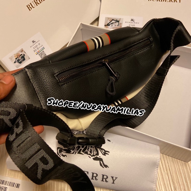 Waistbag Burberry London import premium waist bag pria branded tas selempang wanita import