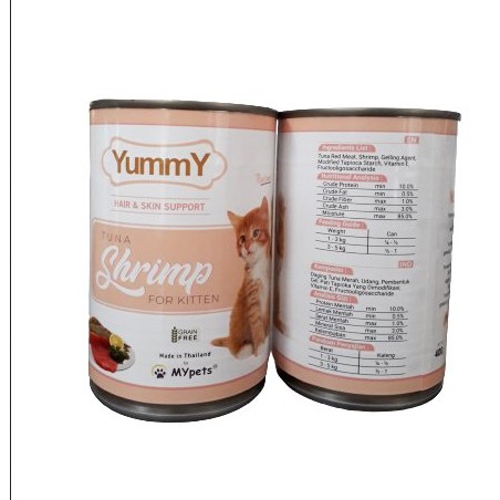 Makanan Kucing Yummy Can 400gr Kitten TUNA SHRIMP