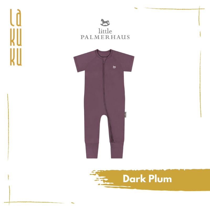 Lakuku - Little Palmerhaus Sleep and playsuit Setelan Piyama Baju Tidur Anak Bayi Sleepsuit zipper Lengan pendek Celana Panjang-Dark plum