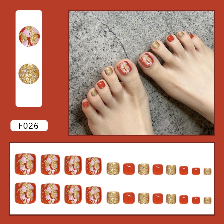 J2 24pcs / Set Kuku Kaki Palsu Warna Polos Untuk Nail Art / Manicure DIY