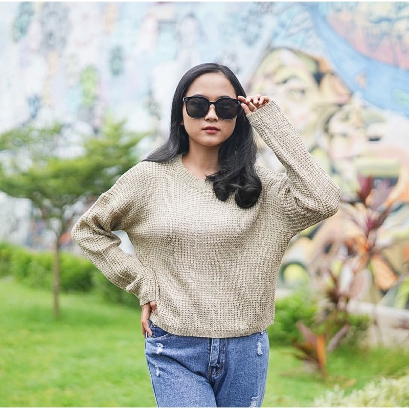 Tq88indonesia Baju Rajut Wanita Terbaru / Rajut Luena Twiss Knit Sweater / Sweater Rajut Cewek Kekinian / Outer Wanita / Ootd