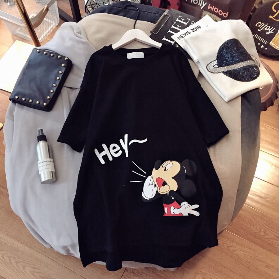 Kaos T-Shirt Wanita HEY MICKEY | KAOS OVERSIZE TEE LONGGAR MICKEY / T-SHIRT WANITA IMPORT