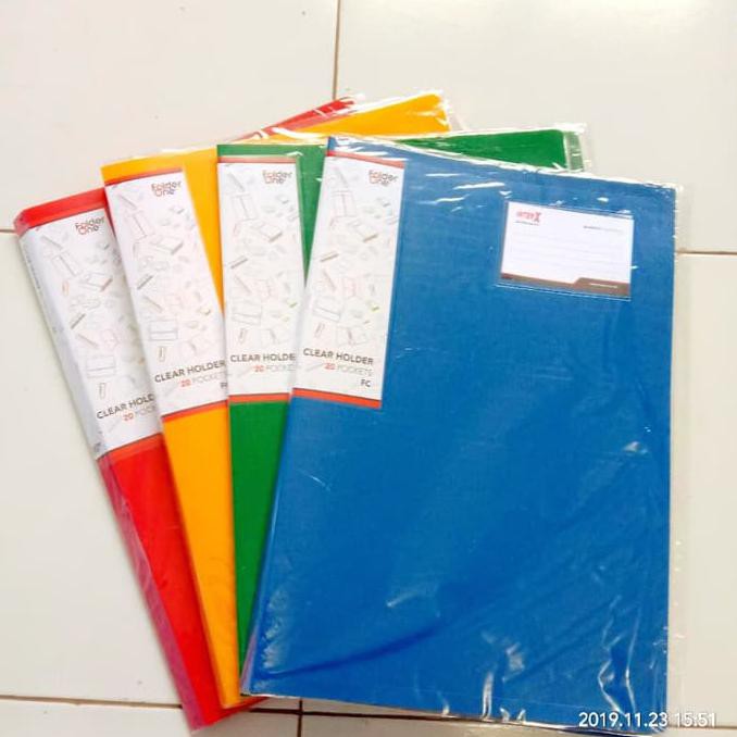 

IREADY STOCKl Clear holder/dokumen keeper isi 60 pocket folio (f4). Merk folder one - Biru ICQl