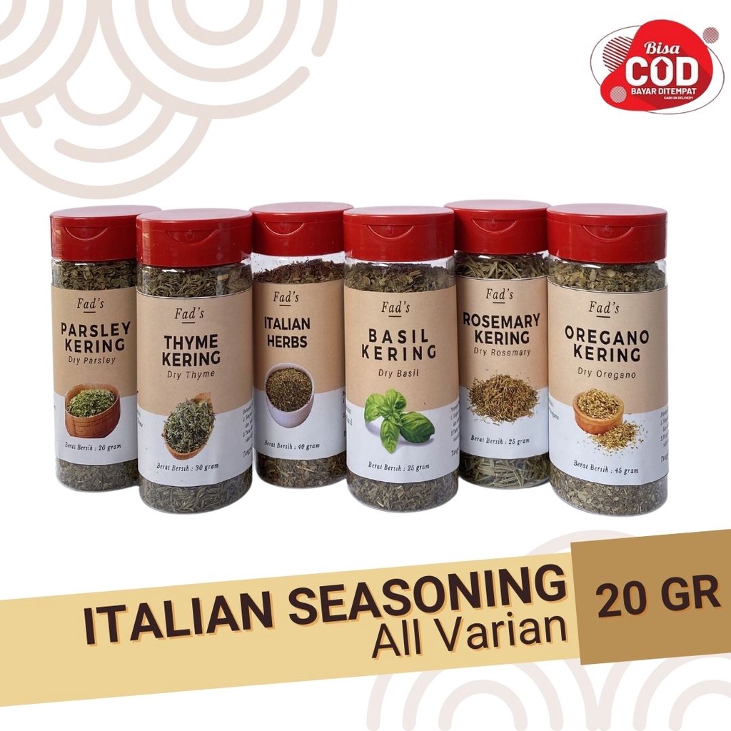 Fad's Italian Herbs Botol - Basil Oregano Parsley Peretseli Rosemary Thyme Italian Spices Italian Seasoning