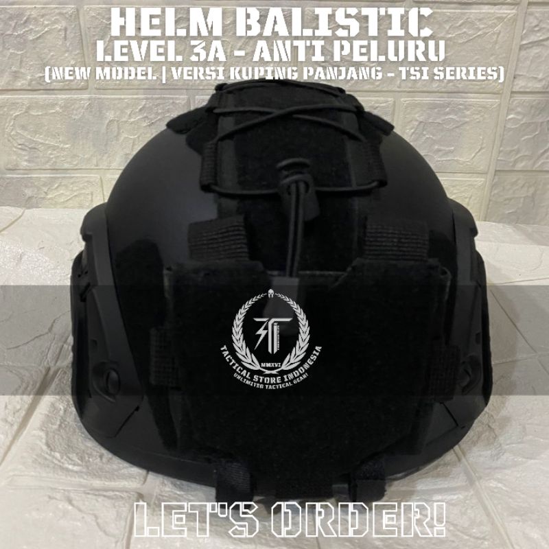 EXCLUSIVE TSI - Helm Balistic ASLI Level 3 A Model Velcro Baru (Tanpa Cover) Dilengkapi Pouch Battery - Helm Tactical Baja Balistic