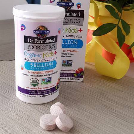 Garden of Life Dr.Formulated Probiotics - Organic Kids+Probiotics, Vitamin C &amp; D, 30 chewables