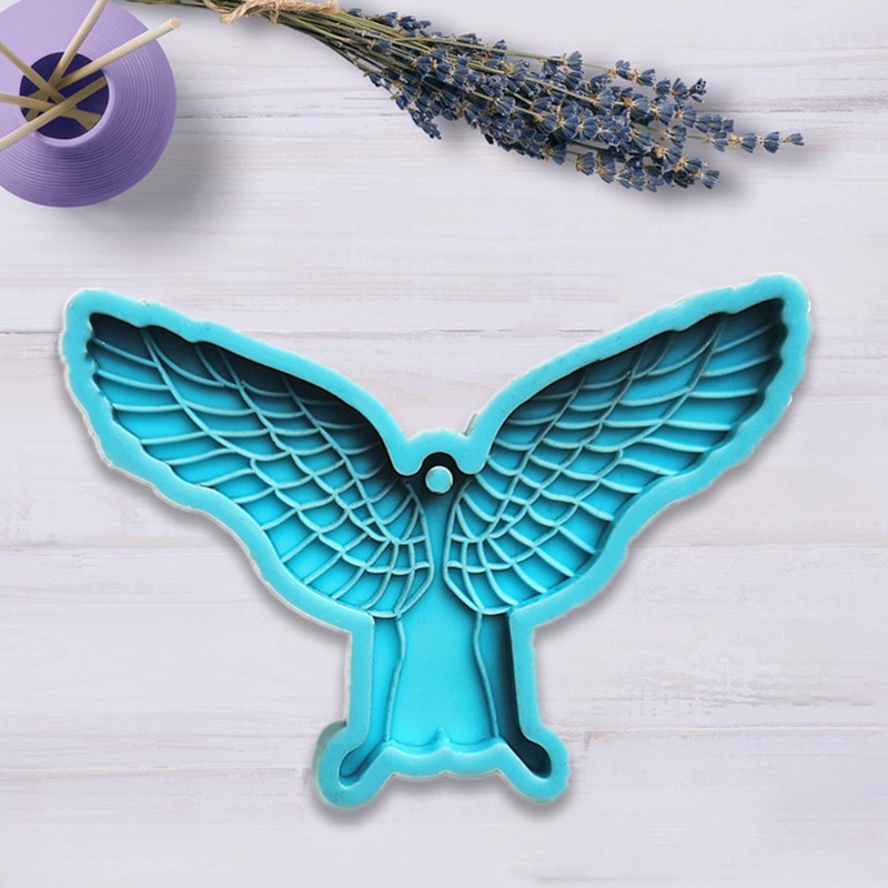 Glitter Angel Wing Back View Keychain Epoxy Resin Mold Pendant Casting Silicone Mould DIY Crafts Ornaments Jewelry Home Decorations Casting Tools