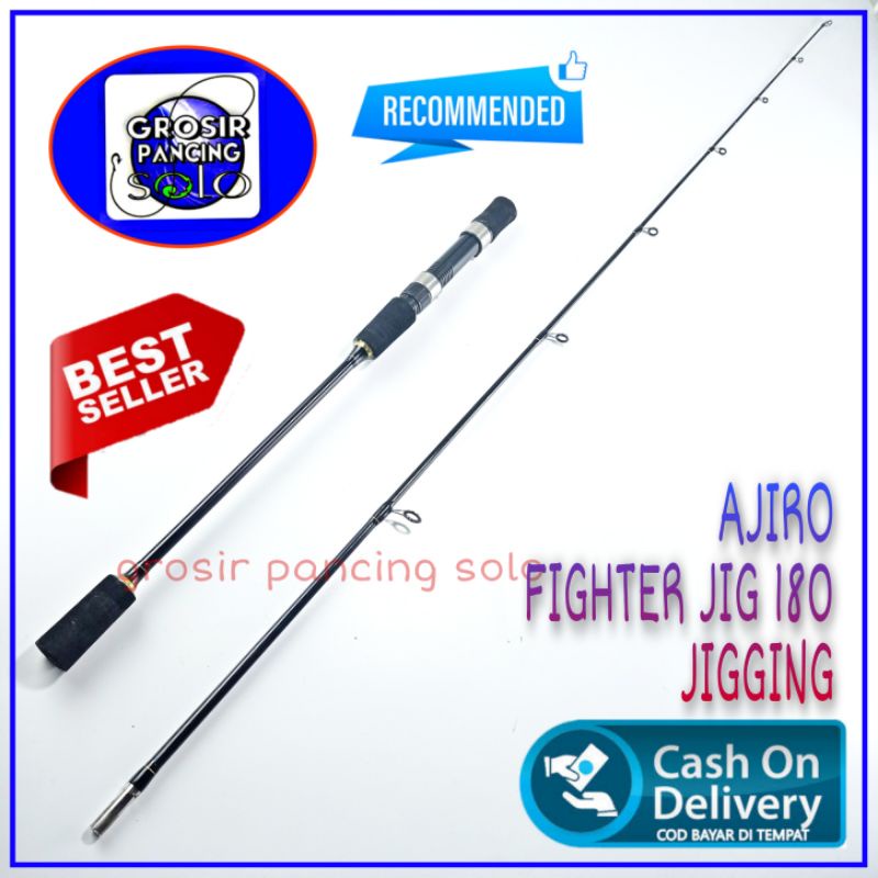 joran pancing fiber solid kaku jigging ajiro fighter 150 165 180 198 cm cod