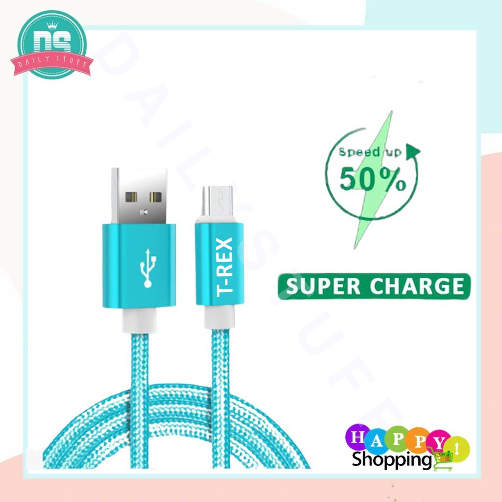 DS Kabel Data Nylon Braided Cable Data Fast Charging Cable / Micro USB &amp; Lightning / Android &amp; iPhone / Kabel Cas hp