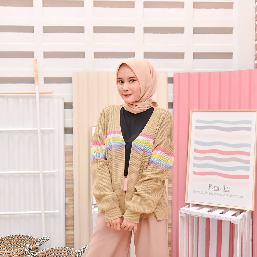 Kardigan Loocy Oversize - Pakaian Wanita - Bahan Rajut - Allsize-RAINBOW CARDIE COKSU