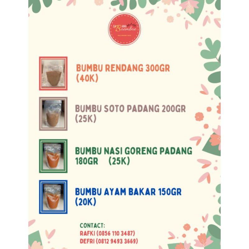 Bumbu Instan Rendang, Ayam Bakar, Soto Padang, Nasi Goreng Khas Minang