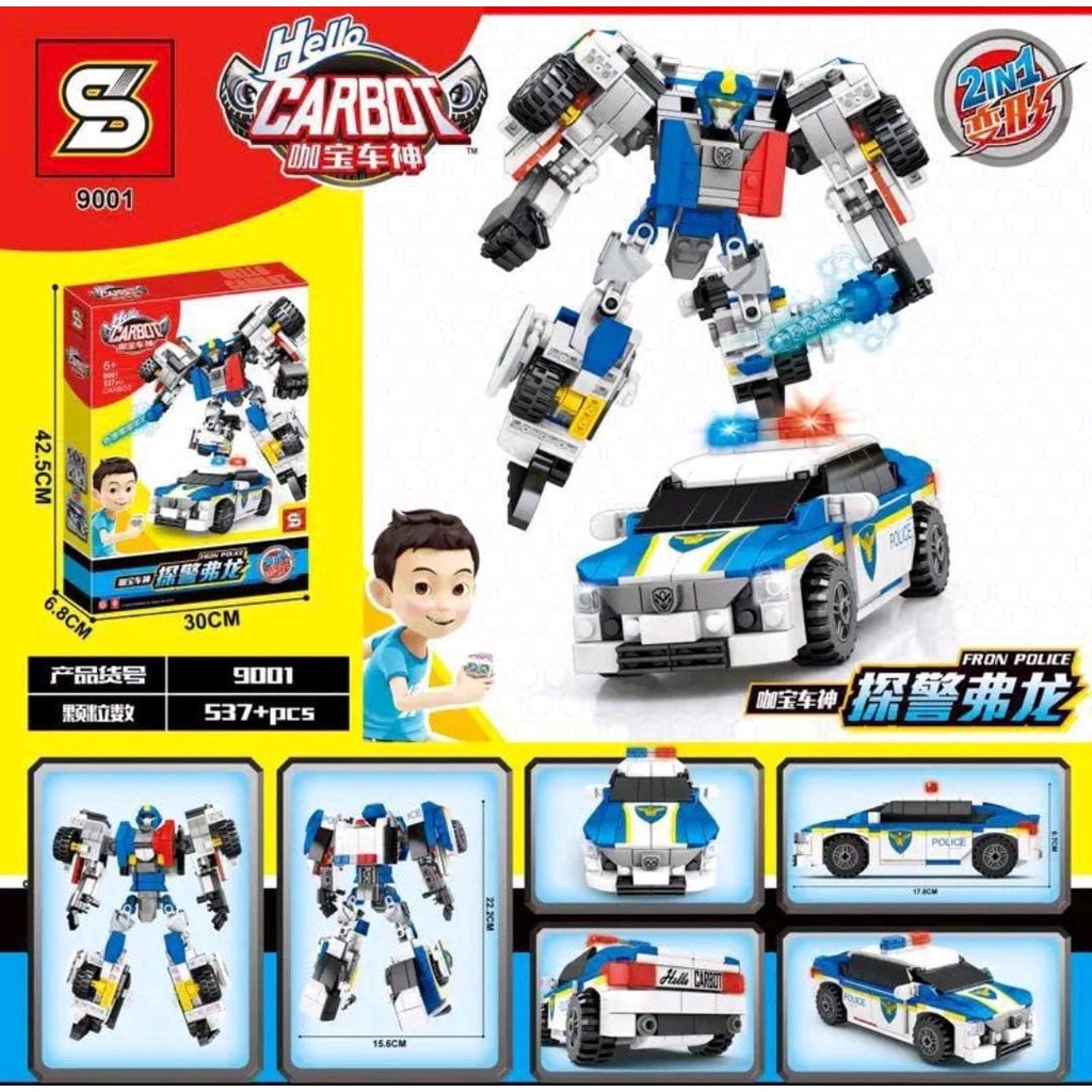 Mainan Anak edukasi robot Sembo Block Mobil Hello Carbot SY-9001 kualitas premium produk original