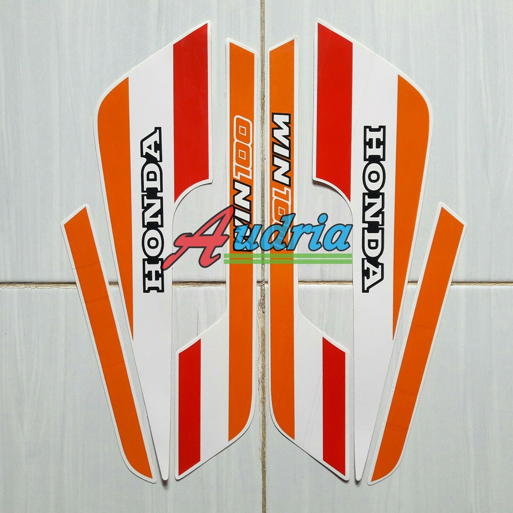 Stiker Motor Striping Honda Win 100 1991 Putih-Orange