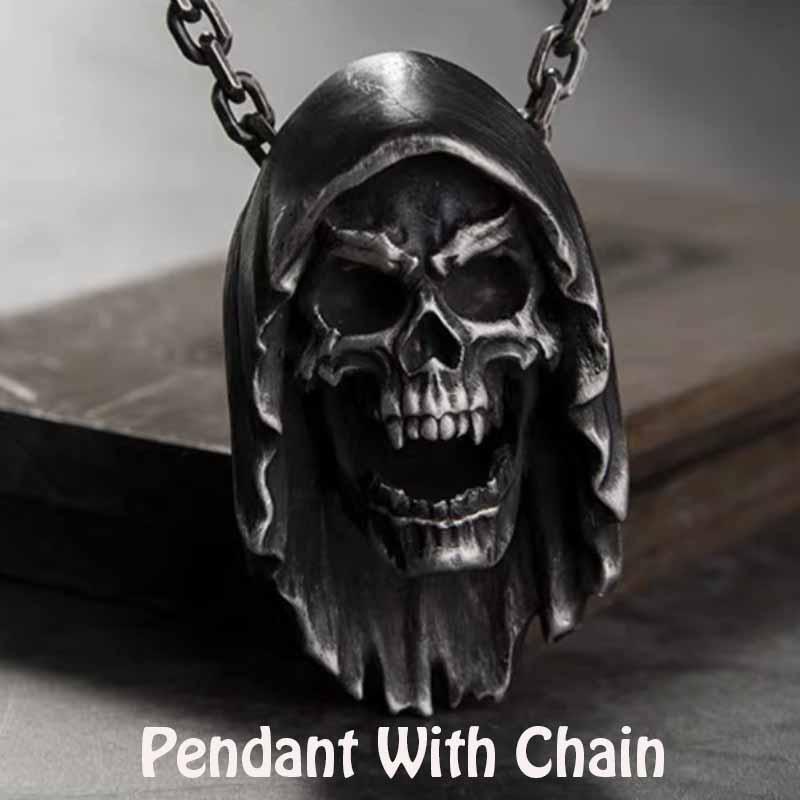 Kalung Liontin Tengkorak Bahan Metal Gaya Retro Punk Gothic Rock Untuk Pria