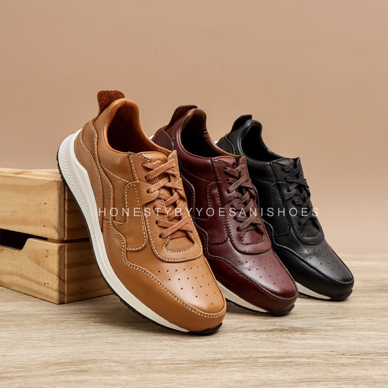 Sepatu Sneaker Kulit Pria Yoesani Shoes AZ 241 (free azanisocks)