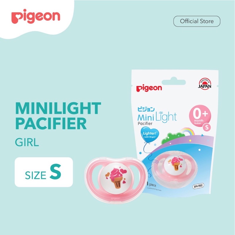 EMPENG PIGEON Minilight Pacifier Size S M L / step 1 / step 2 | step 3 Empeng Bayi & Mini Light 6+ M-Pink size S