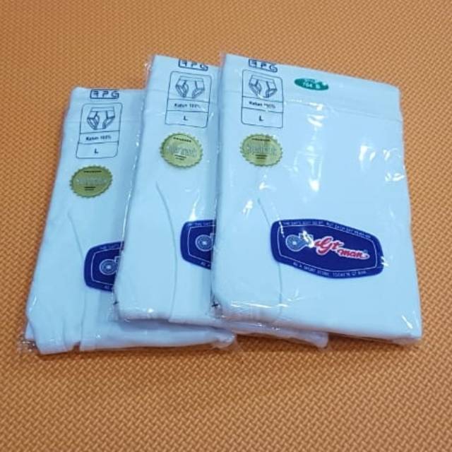 3 pc Celana dalam pria putih merk Gtman kode 704B