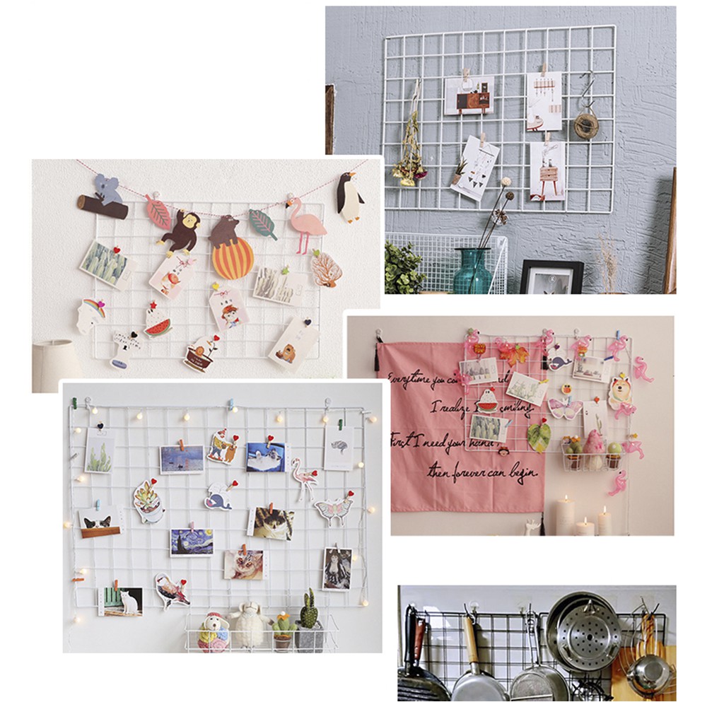 HOVELSHOP Hiasan Dinding Besi Dekorasi Kamar Grid Wall Gantung Foto Frame