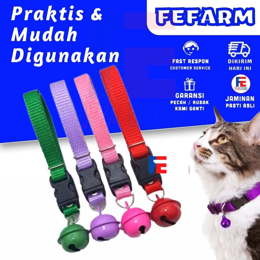 Kalung Kucing Lonceng 14mm 22mm Polos Promo Bahan Tebal dan Lembut Jahitan Rapi FEFARM