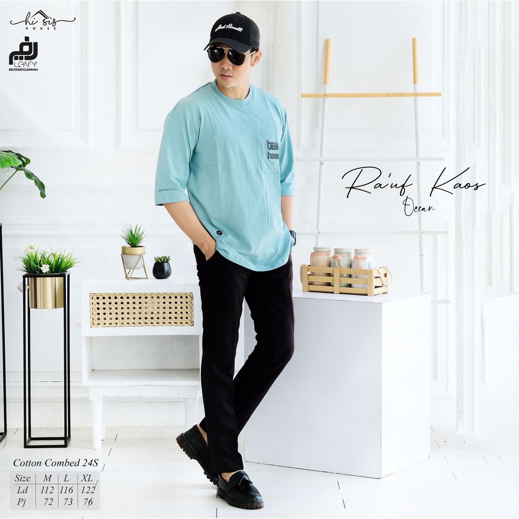 RESTOK KAOS RA'UF ATASAN PRIA ORI HI SIS LEAFY