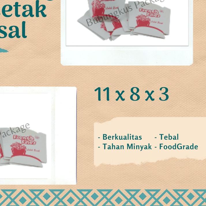 Box Kentang Goreng 50pcs / Dus Kentang Goreng/ Kemasan Kentang Goreng/ French fries