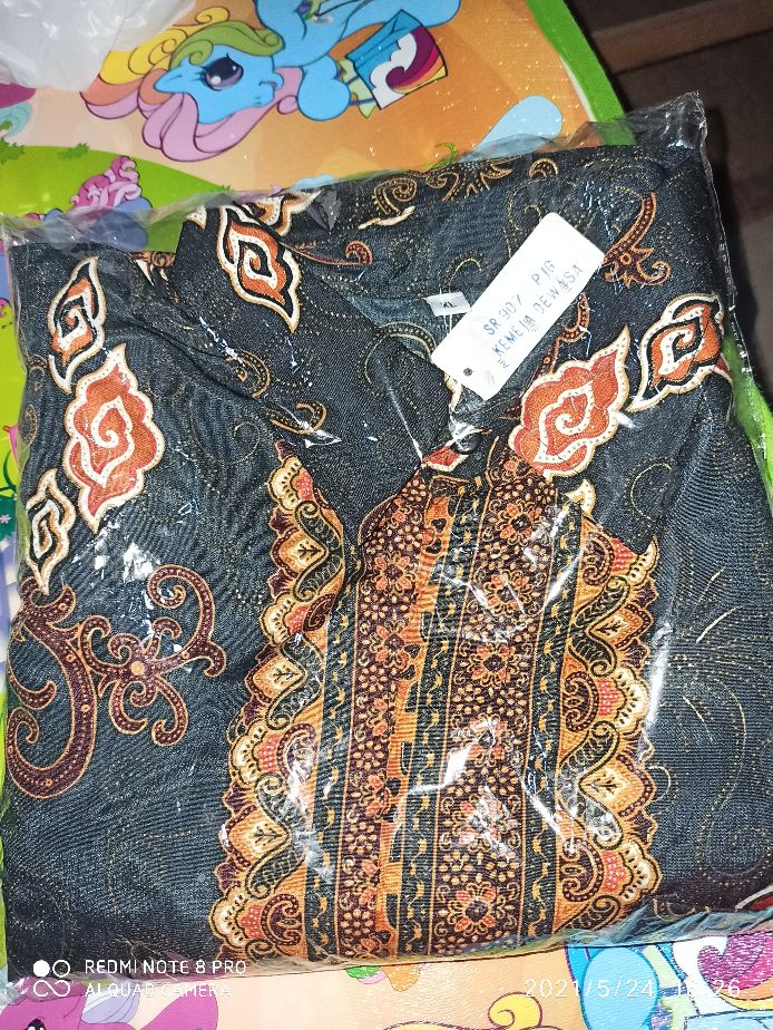 Jlshop Kemeja Batik Mega Mendung Prada Foil Model Klep Intip Lngan Pjg(real Pict)