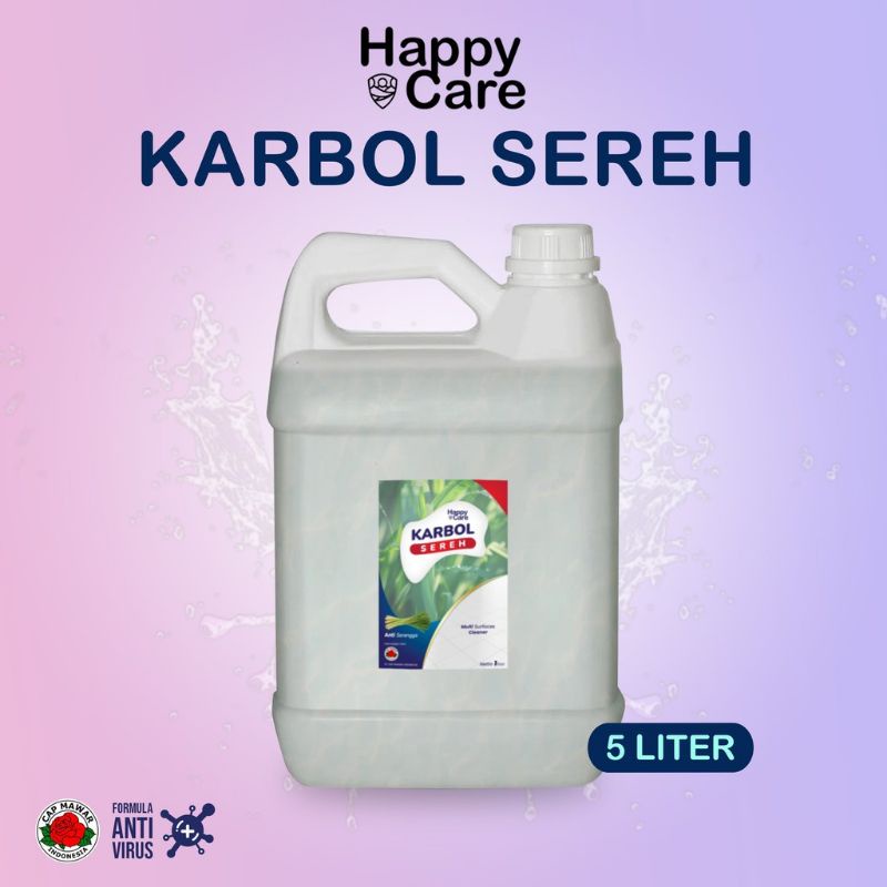 Jual Karbol Pembersih Lantai Aroma Sereh 5 Liter Happy Care Cap Mawar