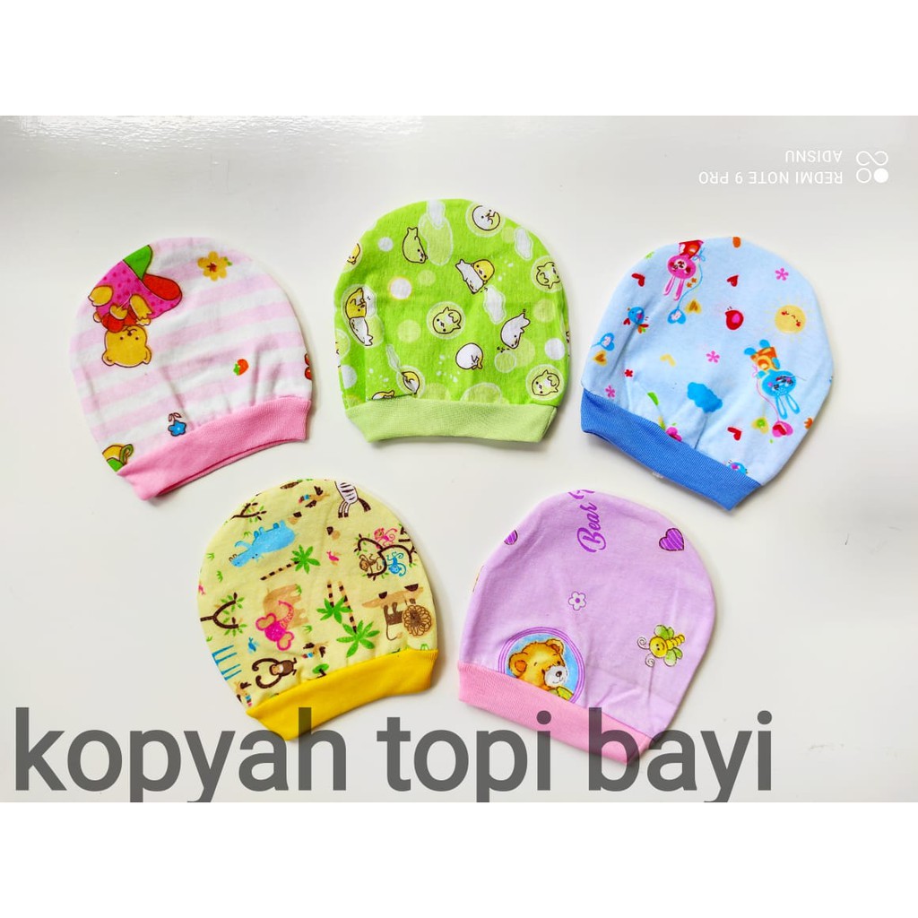 LUSINAN  Kopyah Topi Kupluk Bayi Newborn Bulat Bundar Motif Fullprint Grosir Murah