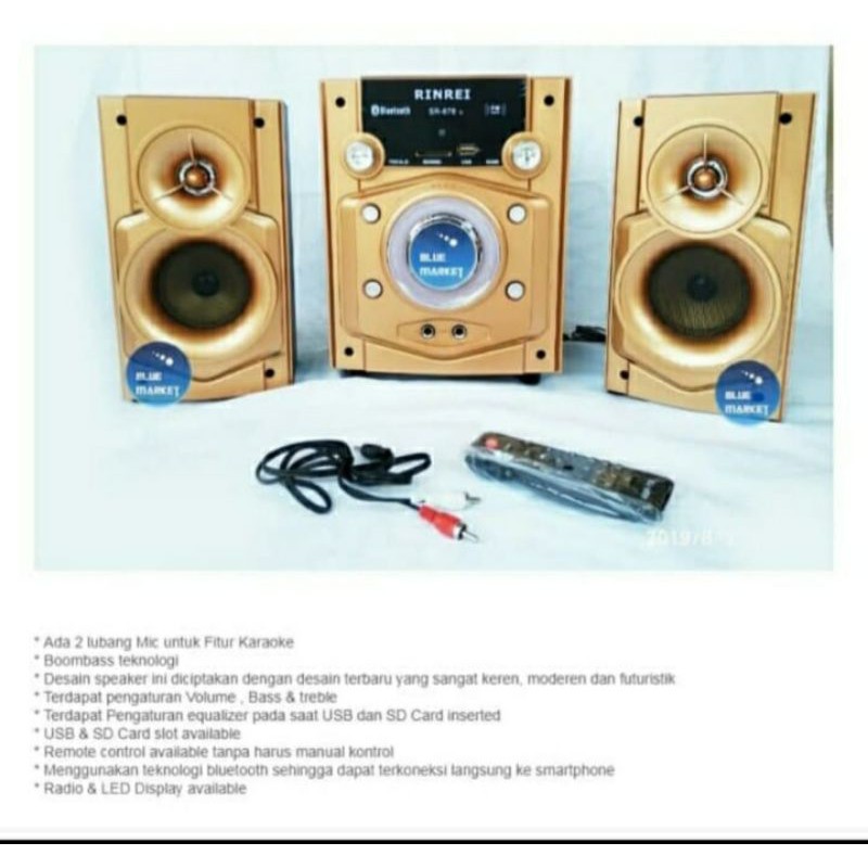 Speaker Karaoke Rinrei SR878D + Bonus MIC / Speaker Bluetooth Radio