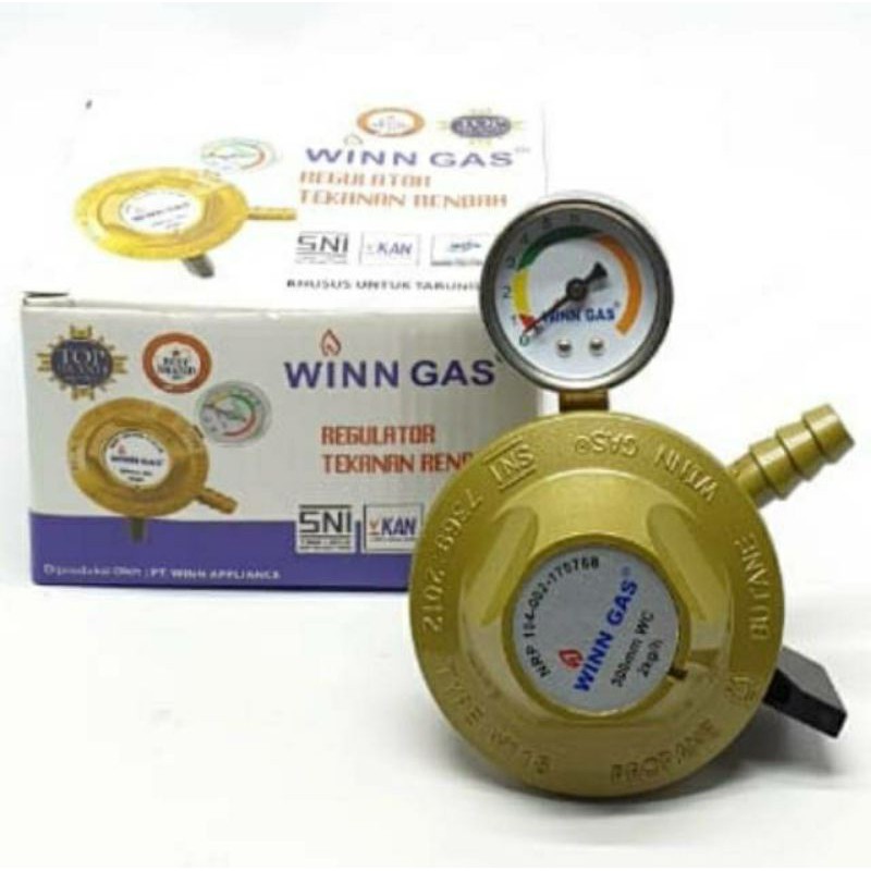 REGULATOR WIN GAS 181 METER +SELANG DUA LAPIS 2 METER+KLEAM 2 BIJI