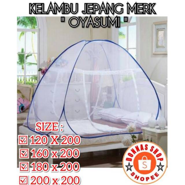 Kelambu Tenda Lipat Canopi Anti Nyamuk 2 Pintu Premium Merk Oyasumi Japan Bed Canopy
