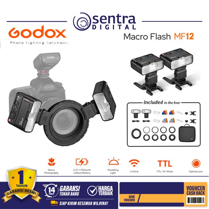 Godox Macro Flash MF-12 K2 MF12 Kit 2 Two Light Kit