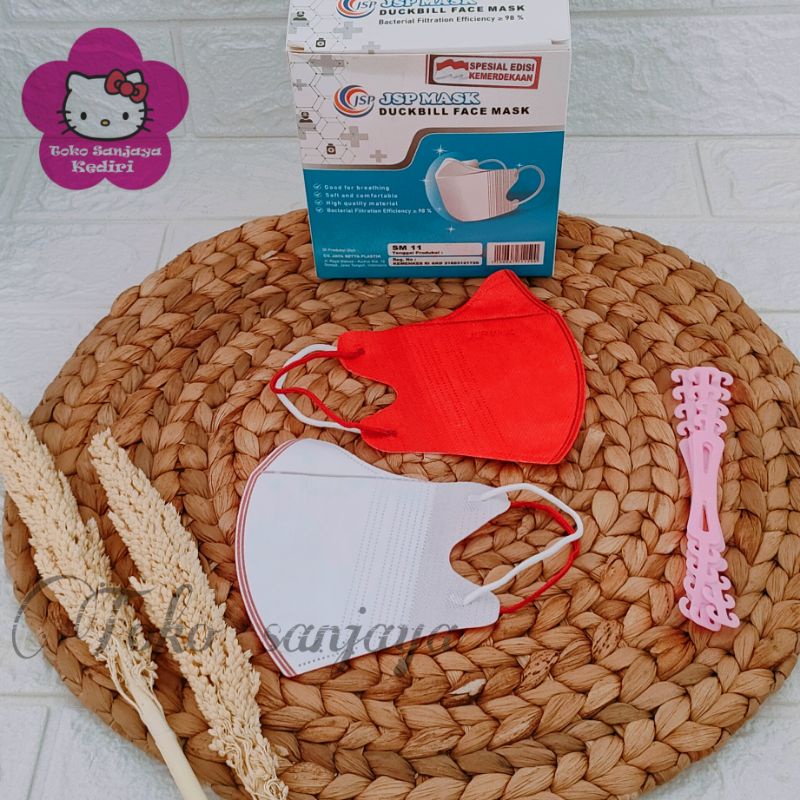 Masker Duckbill Earloop merah putih