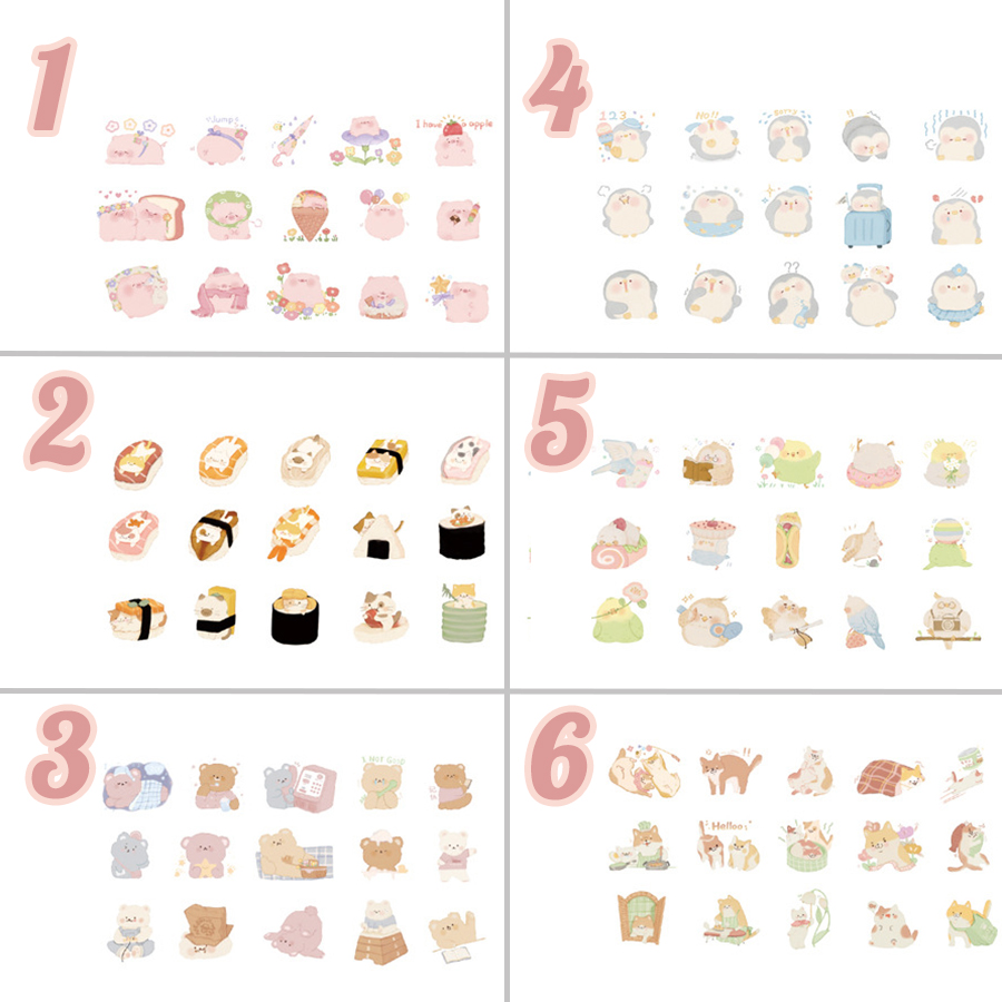 Winzige 45pcs Stiker Kartun Hewan Lucu Untuk Dekorasi Scrapbook/Jurnal-1