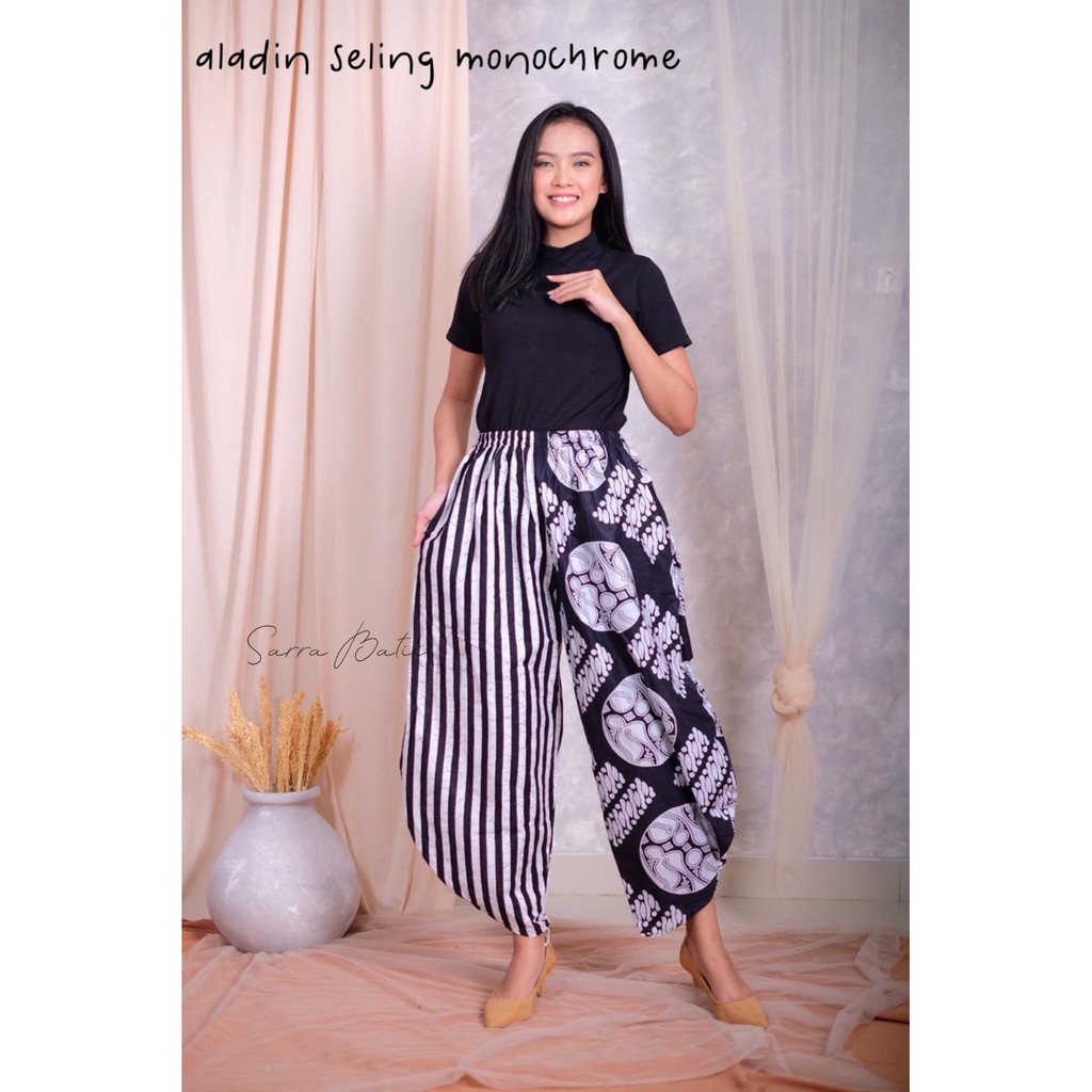 Aladin Seling Monochrome Batik Celana Joger Batik Modern Bawahan Seragam Kantor Muslim