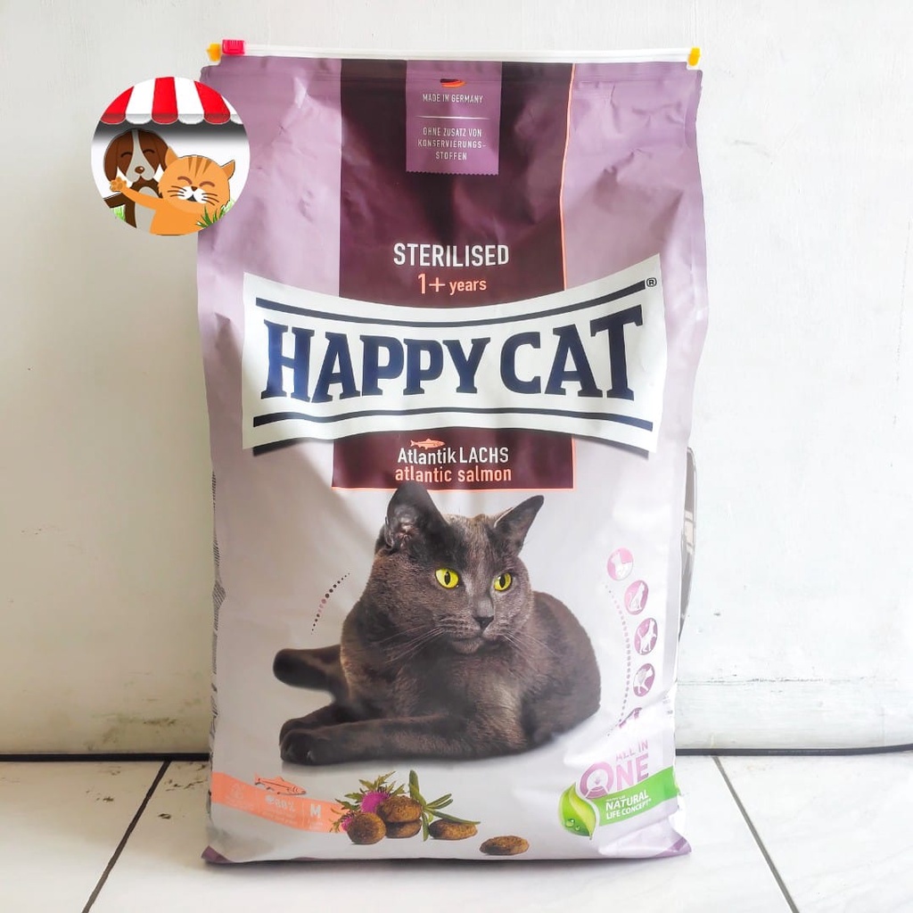 Happy Cat Adult Sterilised Atlantic Salmon 10kg Free Pasir Gumpal Wangi 5 Lt